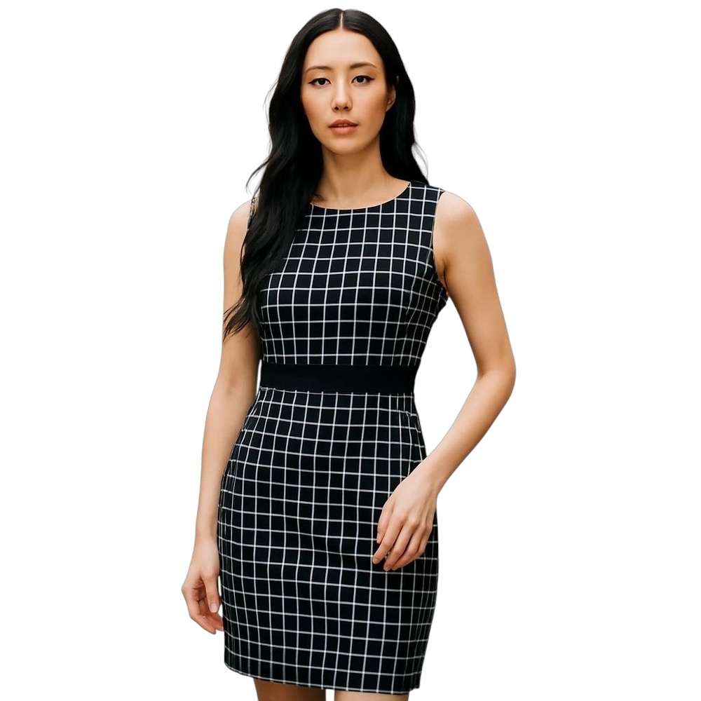 JACOB PLAID Black White Dress Size 4 Womens